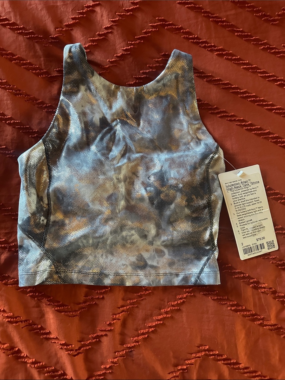 lululemon athletica Metallic Silver Cropped Athletic Tank